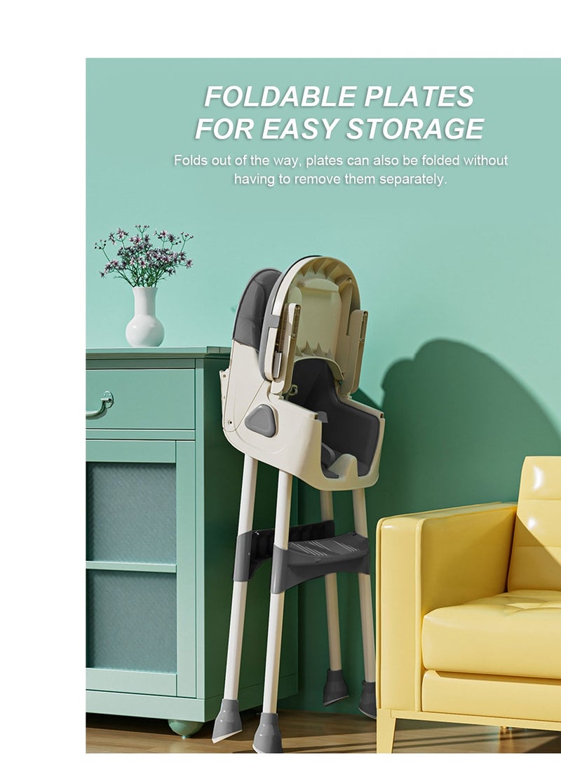 ما بيبي كرسي أطفال مرتفع متعدد الوظائف قابل للتعديل ومحمول لتناول الطعام للأطفال كرسي هزاز منزلي مع صندوق تخزين - Image 4